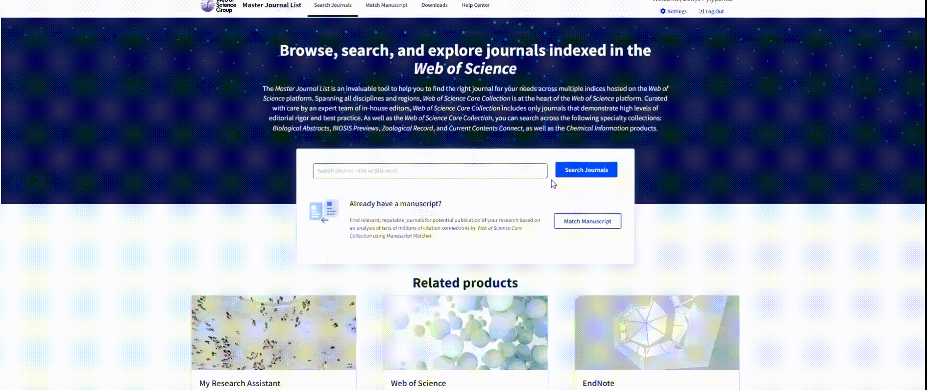 How to search for journals in Web of Science?