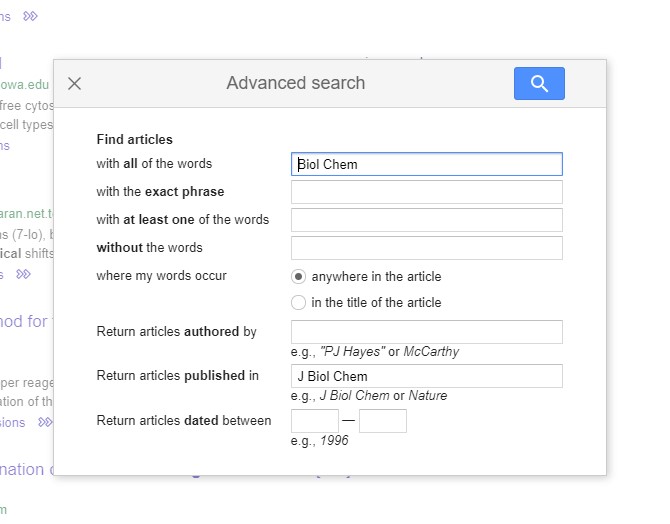 Google Scholar: search by journal